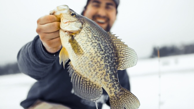 ice fishing for black crappie