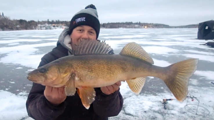 ice fishing for walleye