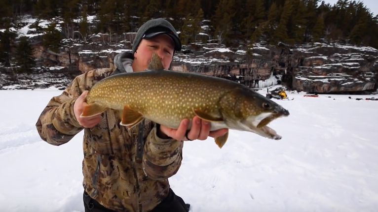 ice fishing for lake trout