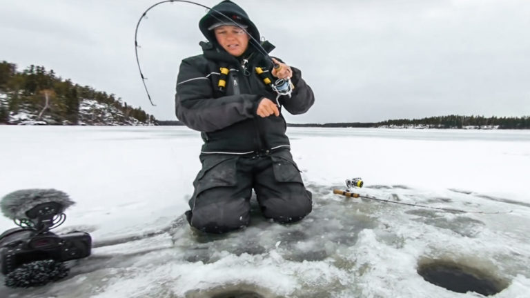 ice fishing for walleye