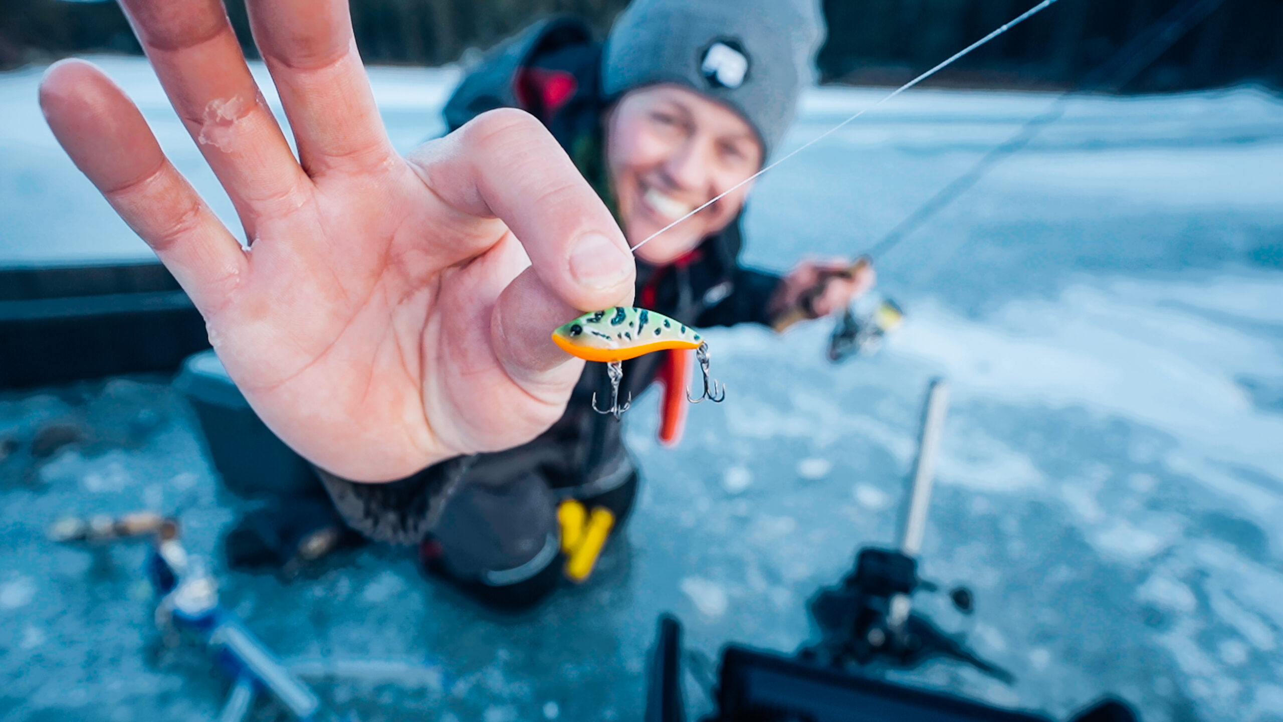 Ice Fishing with a MICRO rattlebait (Multi-Species!) - Jay Siemens